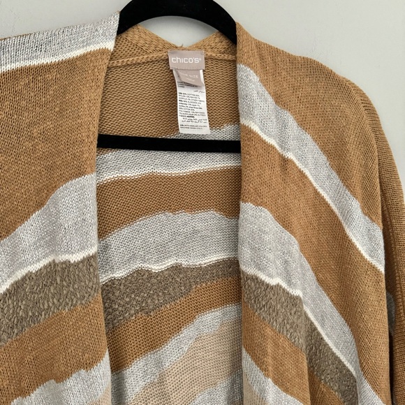 Chico’s Textured Wave Stripe Ruana Wrap - Picture 4 of 9